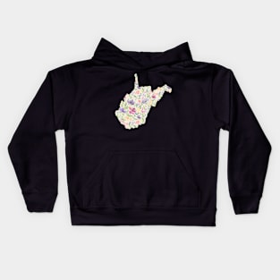 West Virginia Silhouette Florals Kids Hoodie